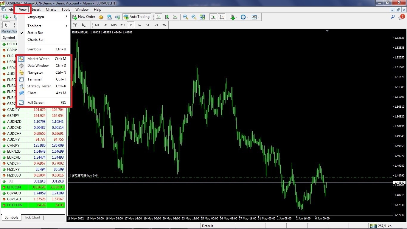 MetaTrader 5 Environment-view tab